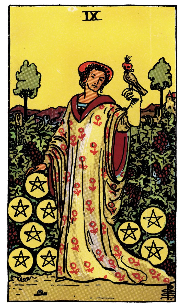 Nine of Pentacles — Rider-Waite tarot card